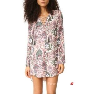 HAUTE HIPPIE SILK LACE UP BELL SLEEVE 'COWBOY TAKE ME AWAY' MINI DRESS